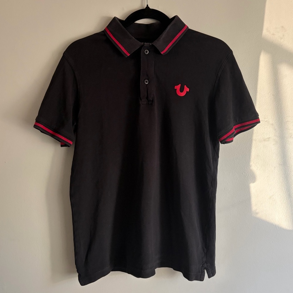 True Religion Black Polo with Red Accents